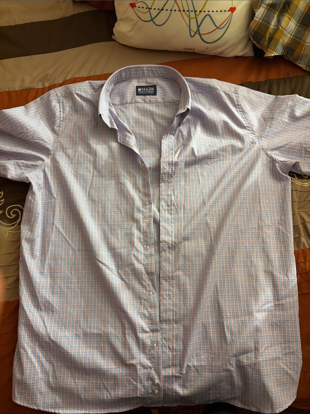 Taylor Short-Sleeve Button-Down Shirt in Light Blue and White Check